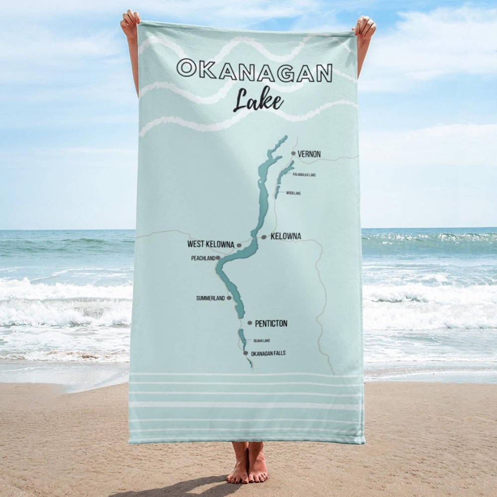 Lake Okanagan lightweight microfiber beach towel